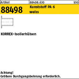 KORREX-Isolierhüls. Kunststoff weiß für Länge 10 - KORREX-Isolierhülsen