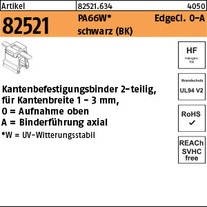 Befestigungsbinder mit Edgeclip PA66W schwarz - Befestigungsbinder