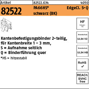 Befestigungsbinder mit Edgeclip PA66HS schwarz S-A - Befestigungsbinder
