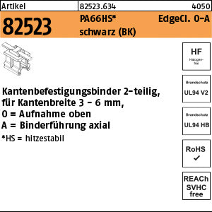 Befestigungsbinder mit Edgeclip PA66HS schwarz O-A - Befestigungsbinder