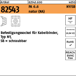 PA 6.6 B = max. 8 Befestig-Sockel, natur, SB NY3256 - Befestigungss., natur