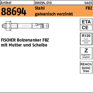 FISCHER-Bolzenanker Stahl galvanisch verzinkt FBZ 8/10