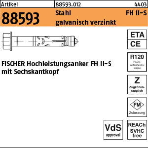 FISCHER-Hochleistungsanker galvanisch verzinkt, FH II 10/ 10 S