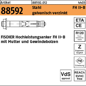 FISCHER-Hochleistungsanker galvanisch verzinkt, FH II 10/ 10 B