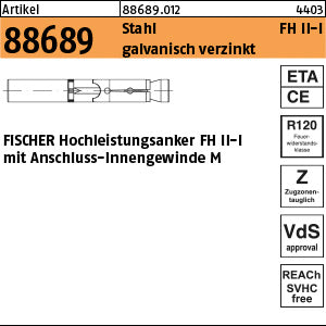 FISCHER-Hochleistungsanker galvanisch verzinkt, FH II 12/M 6 I