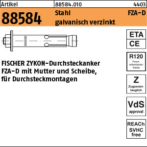 FISCHER-Zykon-Durchst-ank. Stahl galvanisch verzinkt, FZA-D 12 x 50 D/10