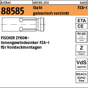 FISCHER-Zykon-Innengewindeanker FZA-I 12 x 40 I galvanisch verzinkt