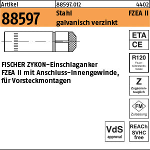 FISCHER-Zykon Einschlaganker galvanisch verzinkt FZEA II 10 x 40