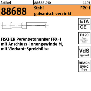 FISCHER-Porenbetonanker Stahl galvanisch verzinkt, FPX -I