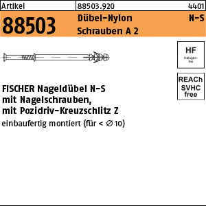 FISCHER-Nageldübel N-S Pozidriv/Kreuzschlitz Schraube A2
