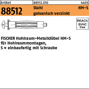 FISCHER-Hohlraum-Metalldübel HM S galvanisch verzinkt