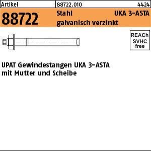 UPAT Ankerst. Stahl 52, galvanisch verzinkt - Gewindestange mit Mutter und Scheibe
