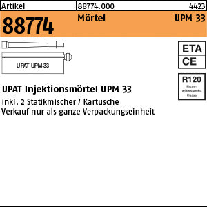 UPAT Injektionsmör. UPM 33-300 (1 Kart. a 300ml, 2 Statikm.)
