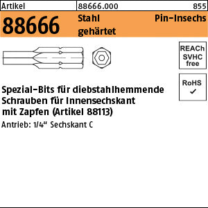 Bits für ISK Aufn. SW 1/4 mit Zapfen SW 2 für + M 3, 5 - Spezial-Bits