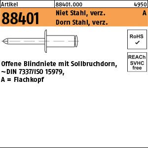 Blindniete Stahl verzinkt FLAKO A - Offene Blindniete