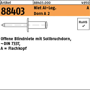 Blindniete Alu/A2 FLAKO A - Offene Blindniete