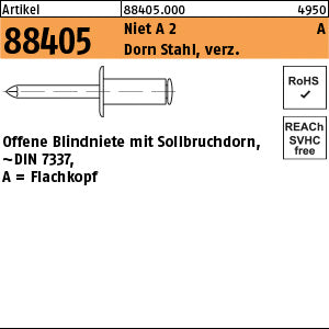 Blindniete A2/Stahl verzinkt FLAKO A - Offene Blindniete