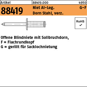 gerillte Blindn. Alu/Stahl verzinkt - Offene Blindniete