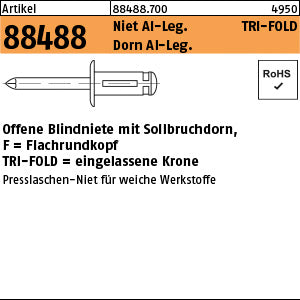 TRI-FOLD Preßlaschen-Blindn. Alu - Offene Blindnieten