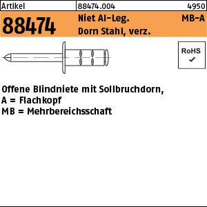 PolyGrip Mehrbereichs-Blindniete Alu/Stahl verzinkt - Offene Blindniete