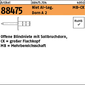 PolyGrip Mehrbereichs-Blindniete Alu/A2 K 9, 5 - Offene Blindniete