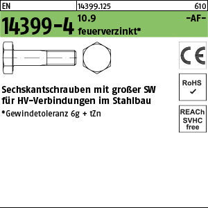 EN 14399 -4 10.9 Sechskantschrauben, feuerverzinkt, K1, -AF- feuerverzinkt - Sechskantschrauben HV