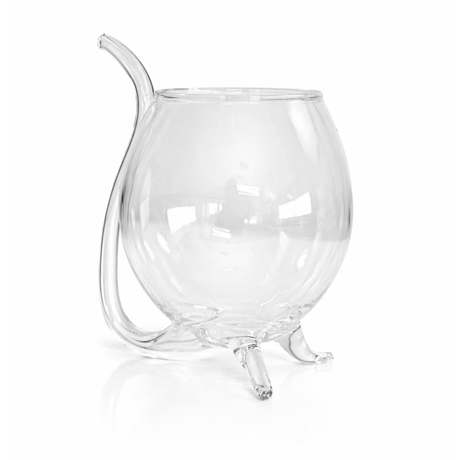 Glas mit Standfuß und integriertem Strohhalm