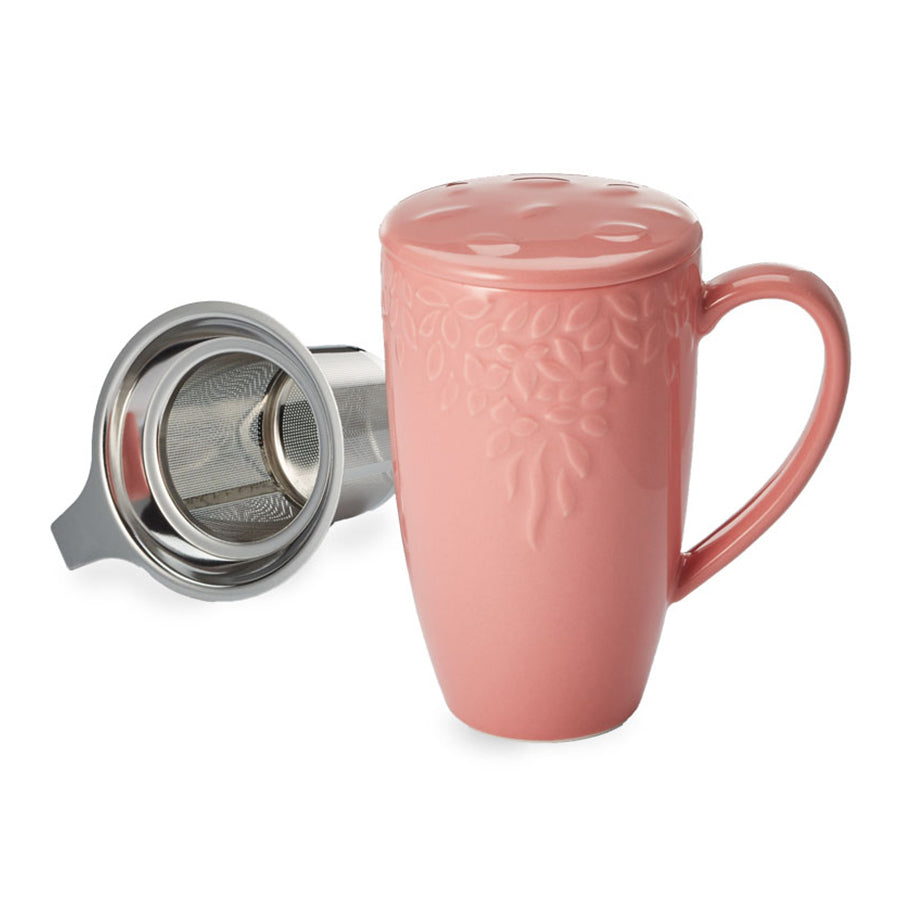 Kräuterteetasse "Bloom", altrosa, New Bone China, mit Edelstahlsieb - 300ml