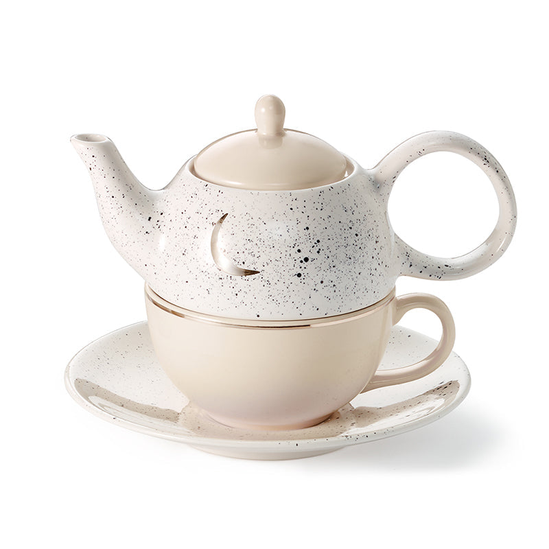Tea for One Set "Moon", Steinzeug mit Goldauflage