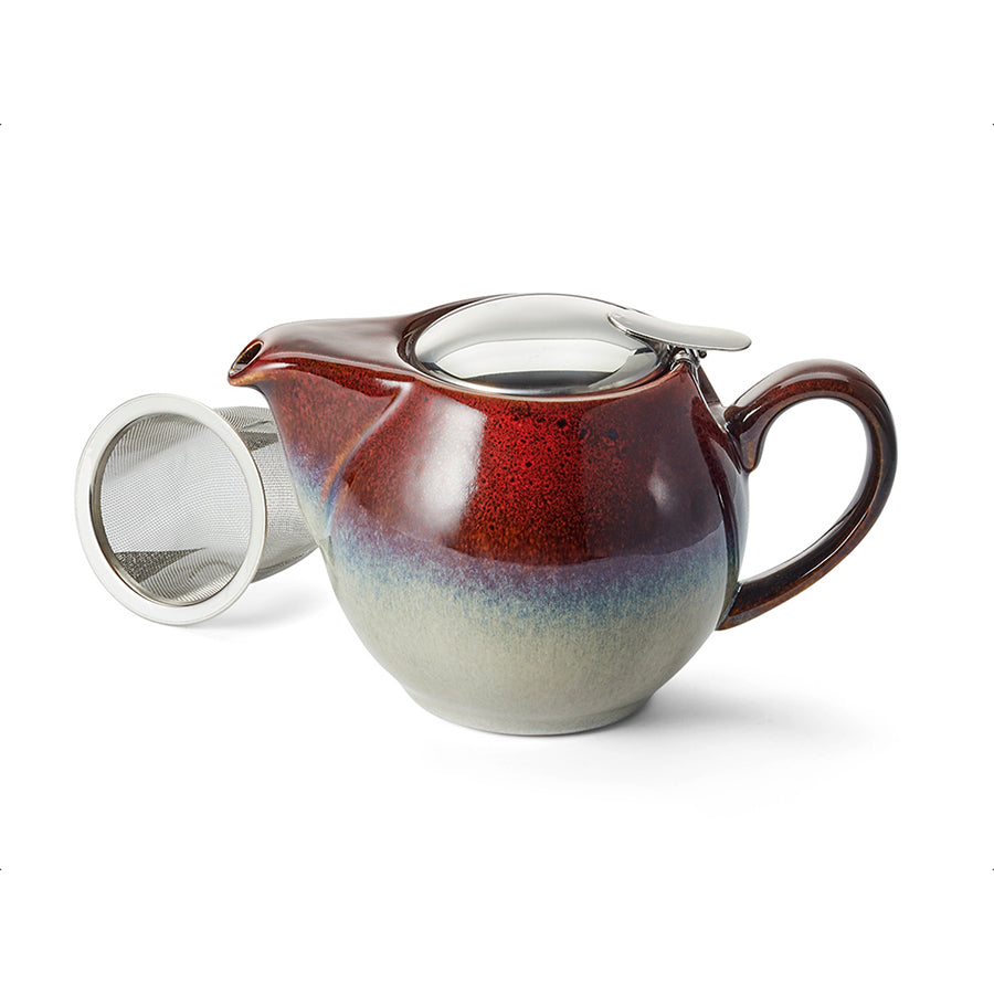 Teekanne "Mira", Steinzeug, Reactive Glaze, rot, Edelstahlsieb - 500ml