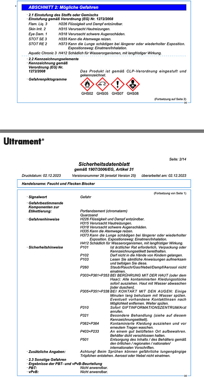 Ultrament Feucht und Flecken Blocker - Schimmelblocker - 750ml