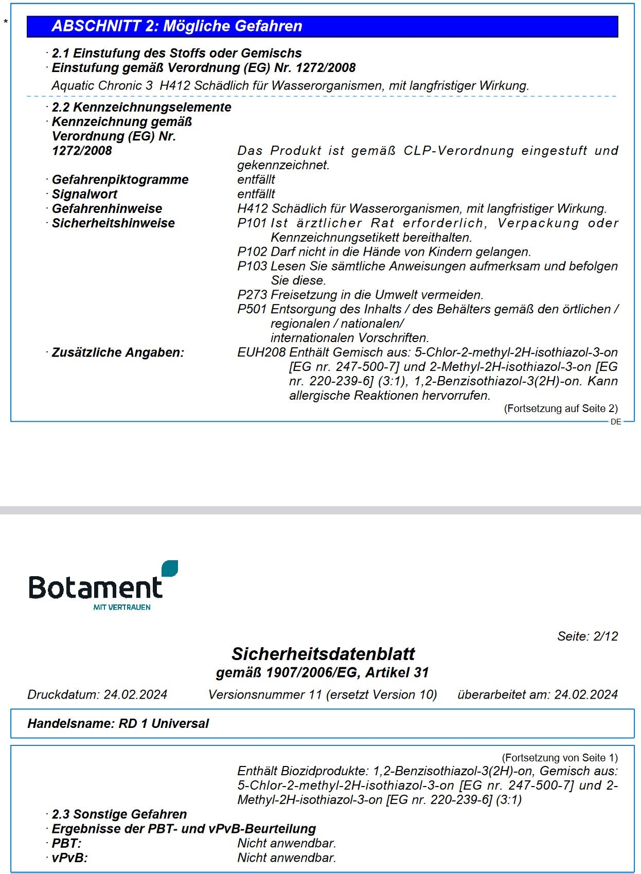 Botament RD1 Universal - ohne Anmischen