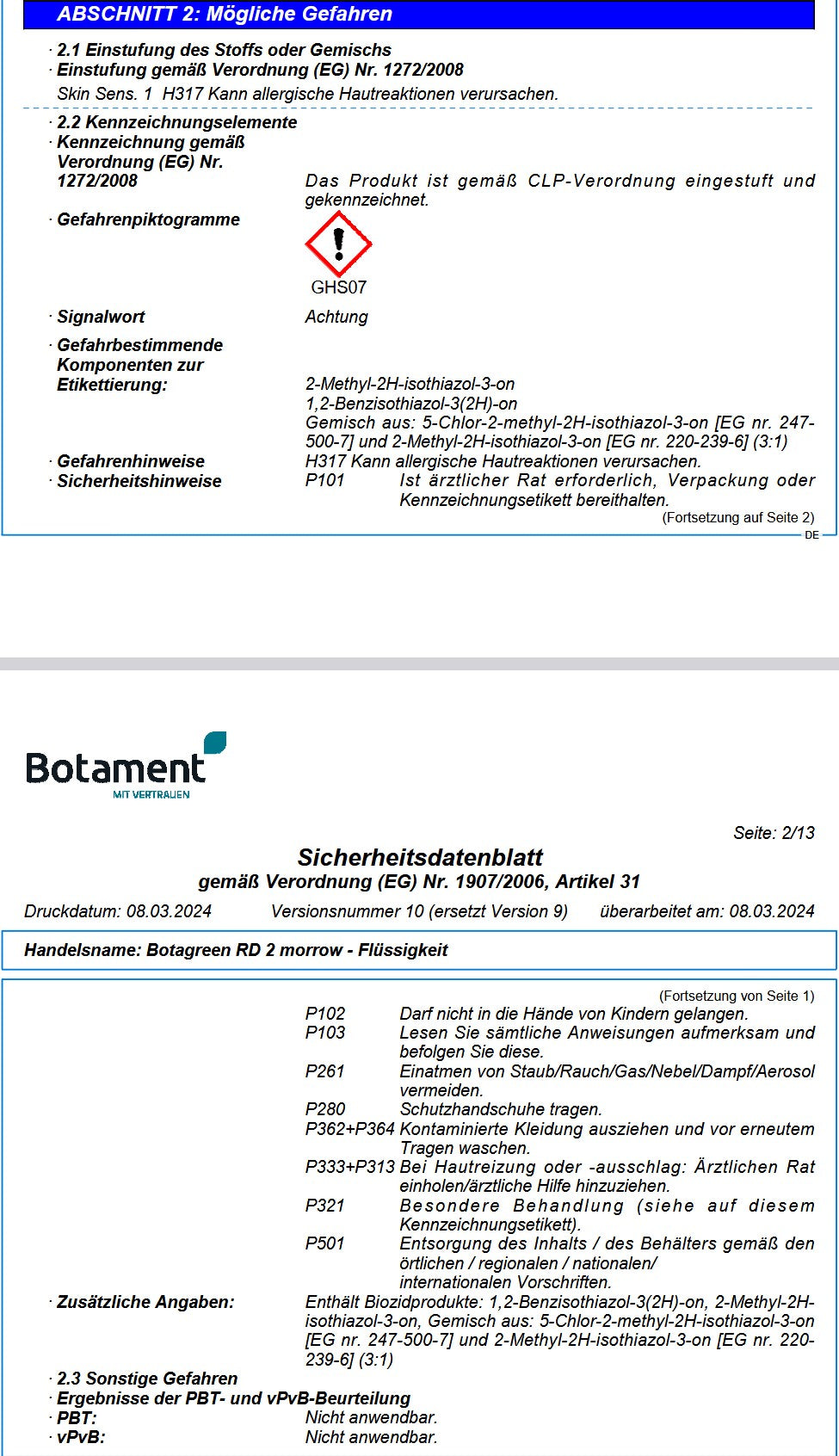 Botament RD2 The Green 1 - Reaktivabdichtung 2K