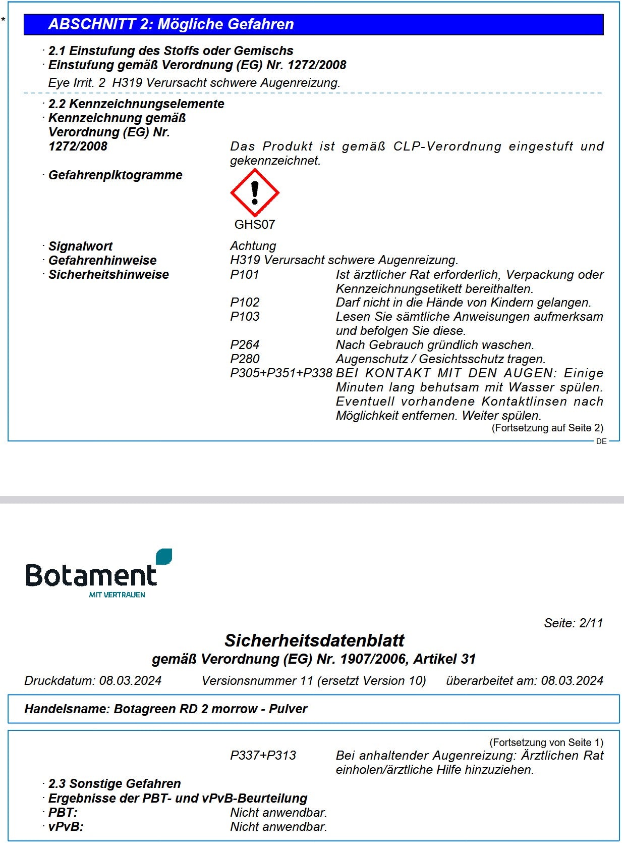 Botament RD2 The Green 1 - Reaktivabdichtung 2K