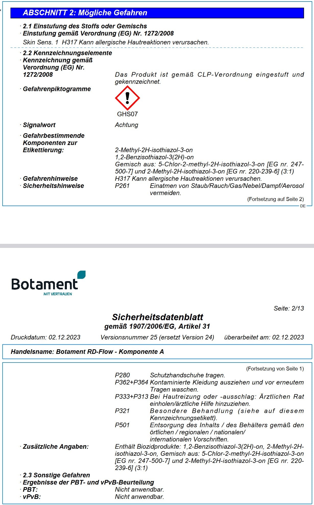 Botament RD Flow Set - für horizontale Flächen - selbstverlaufend