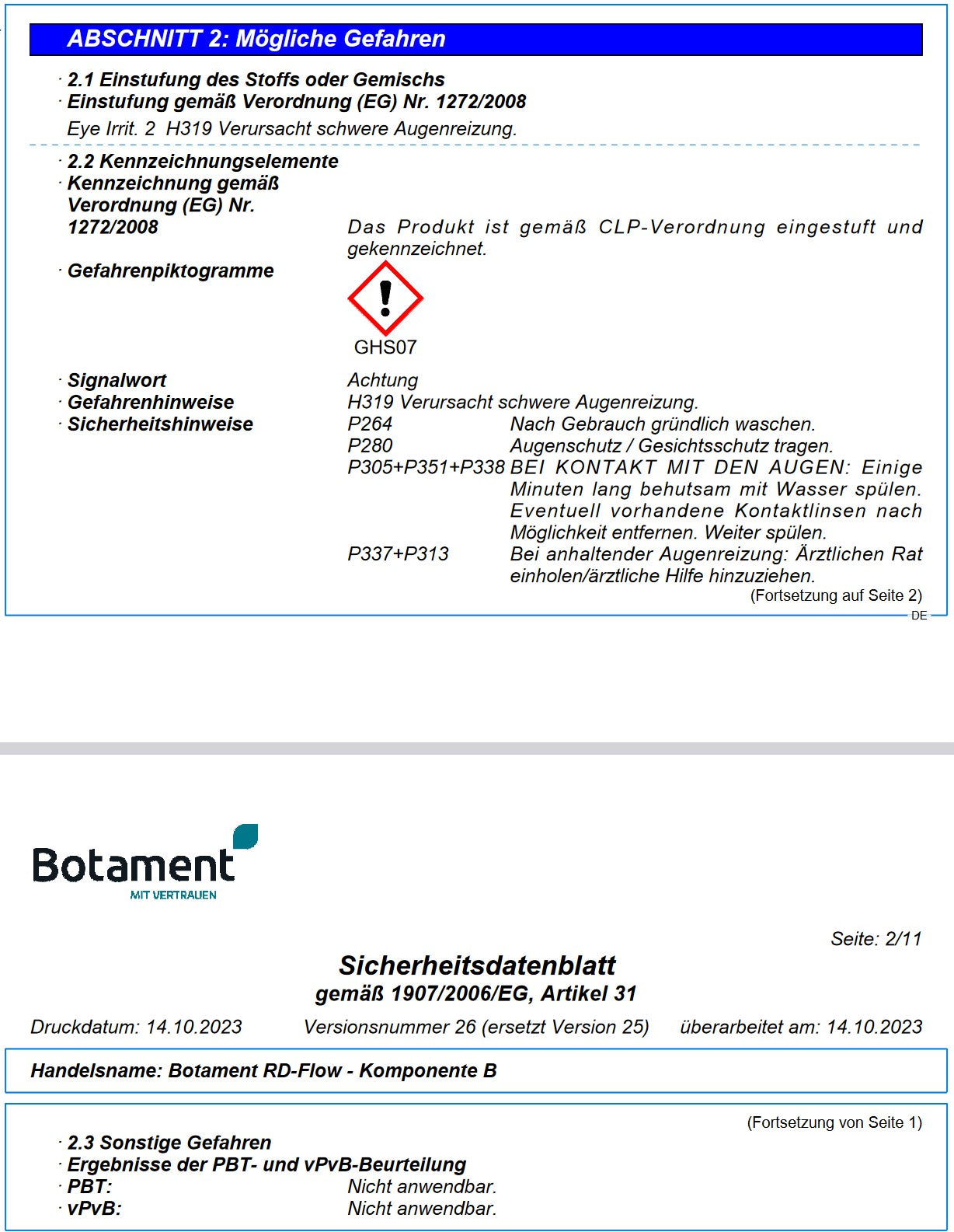 Botament RD Flow Set - für horizontale Flächen - selbstverlaufend