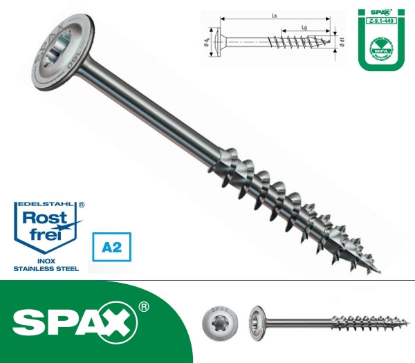 SPAX Tellerkopf A2 Torx A2 Holzschrauben