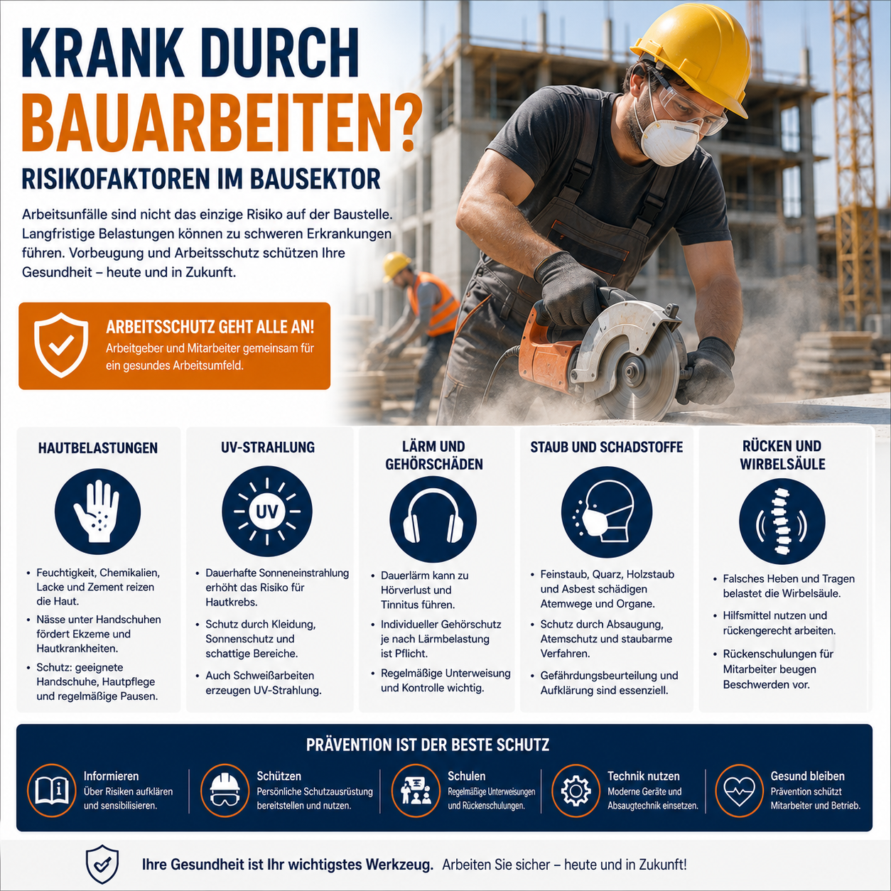 Krank durch Bauarbeiten? Risiken im Bausektor