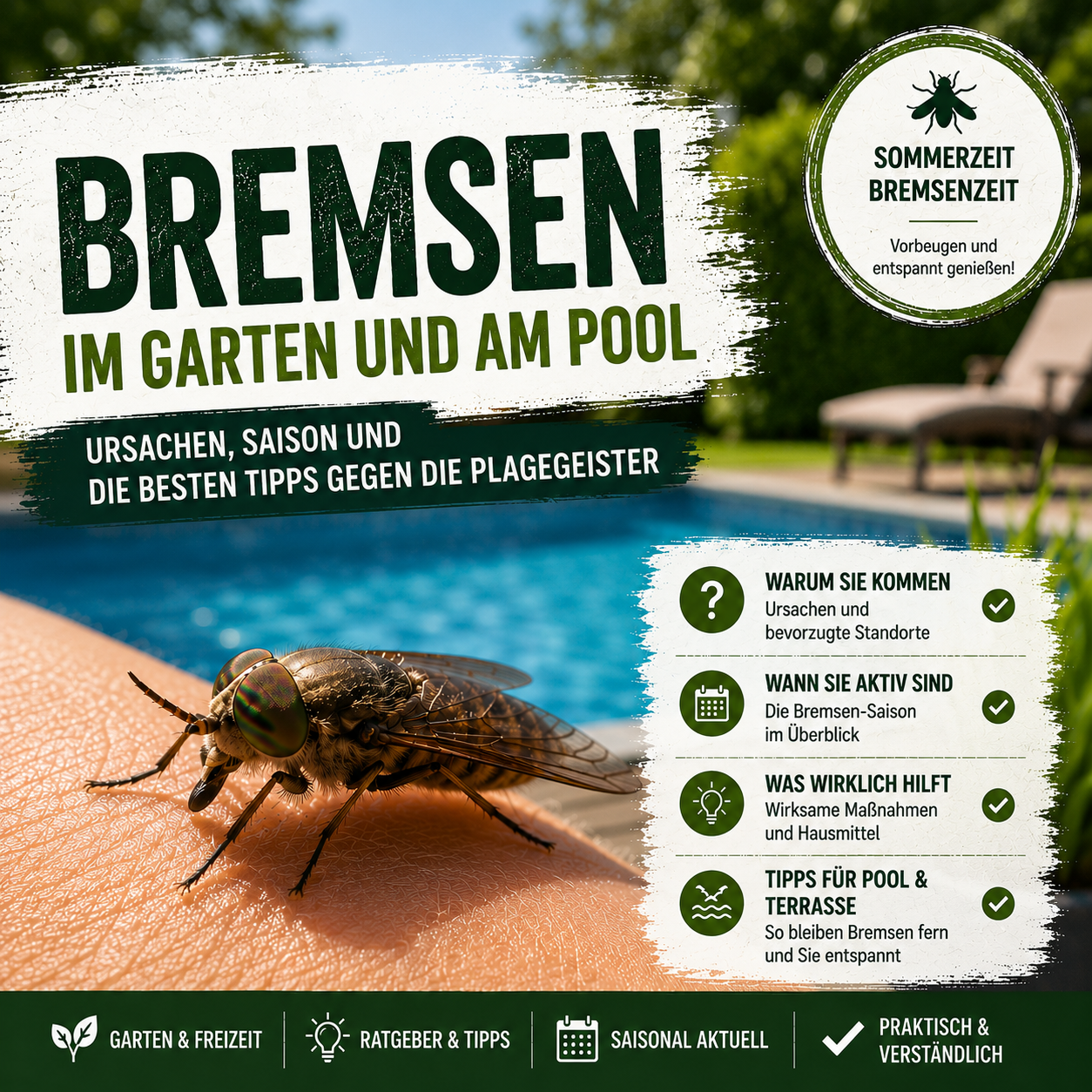 Bremsen im Garten und am Pool – Ursachen, Saison und die besten Tipps gegen die Plagegeister
