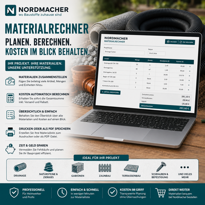 Materialrechner für Drainage & Gartenbau – Materialbedarf einfach berechnen