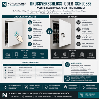 Druckverschluss oder Schloss? Welche Revisionsklappe ist die richtige?