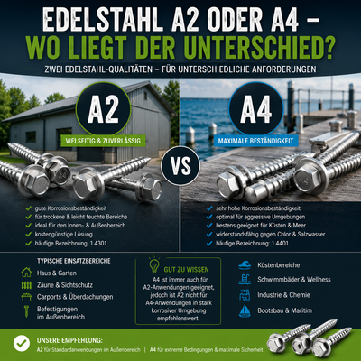 Edelstahl A2 oder A4 – wo liegt der Unterschied?