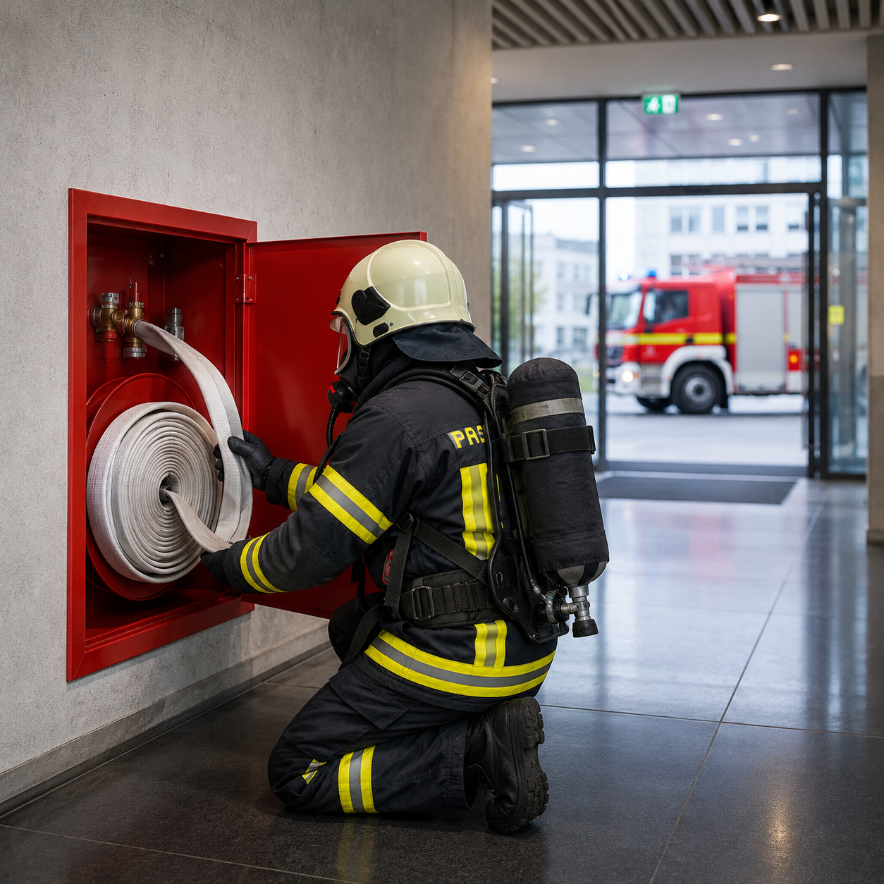Feuerwehrklappe mit Feuerwehrschloss nach DIN 14925 für Löschwasser- und Brandschutzeinrichtungen
