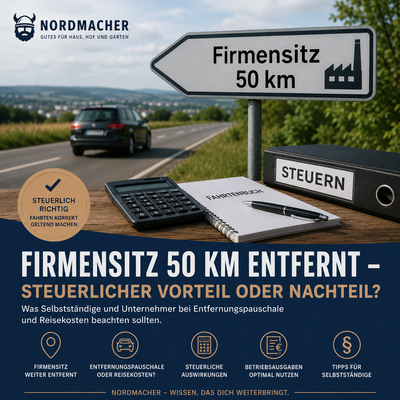 Firmensitz 50 Kilometer von Zuhause entfernt – Steuerlicher Vorteil oder Nachteil für Selbstständige?
