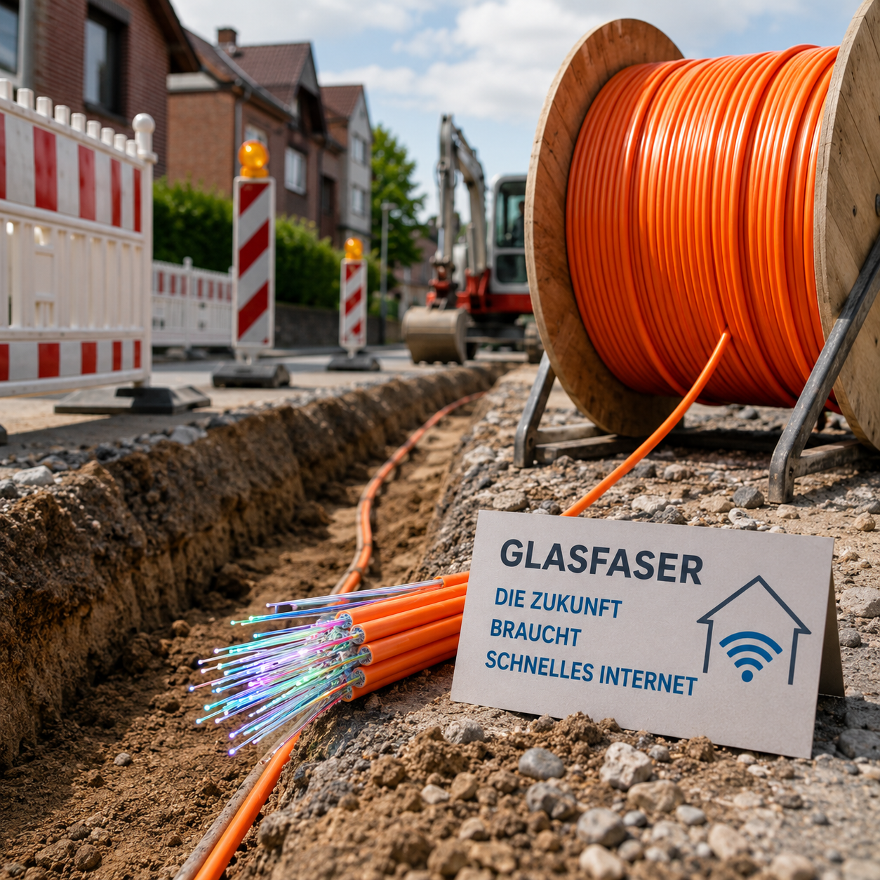 Glasfaserkabel und digitale Infrastruktur für schnelles Internet in Deutschland