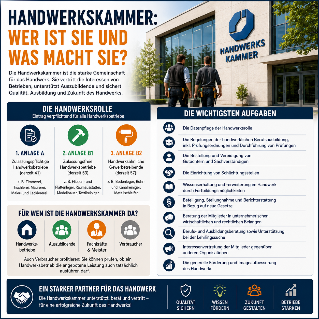Die Handwerkskammer – Aufgaben, Bedeutung und Vorteile für Handwerksbetriebe