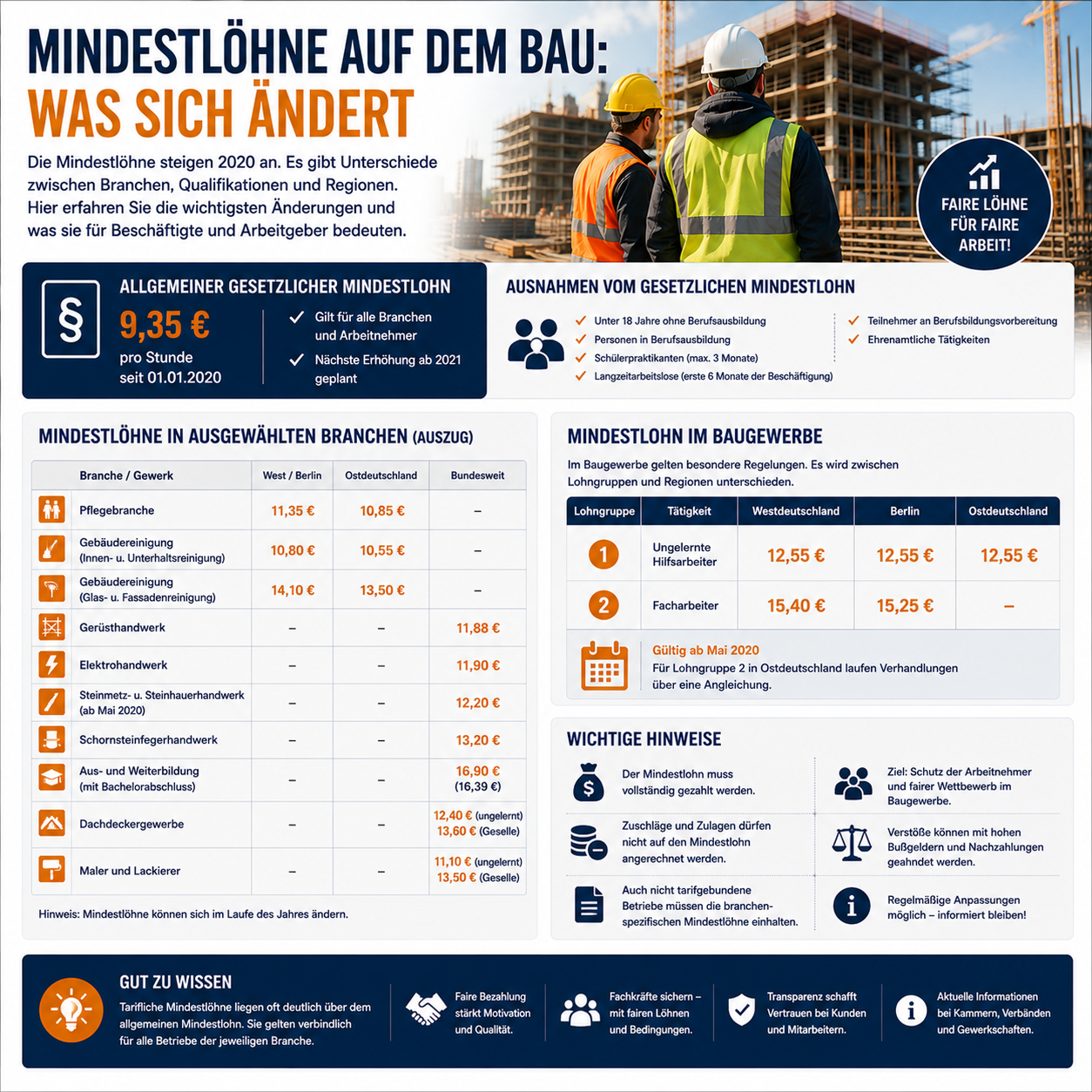 Mindestlöhne im Baugewerbe