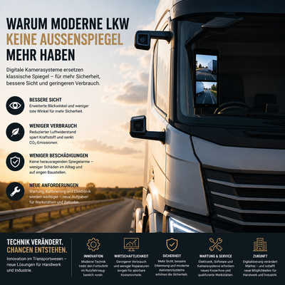 Warum haben moderne Lkw keine Außenspiegel mehr? Und was bedeutet das für Handwerk und Industrie?