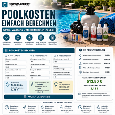 Poolkosten-Rechner – Strom, Wasser & Unterhaltskosten berechnen