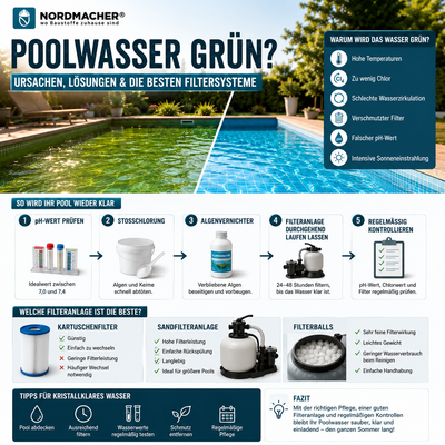 Warum wird Poolwasser grün? Ursachen und die besten Lösungen